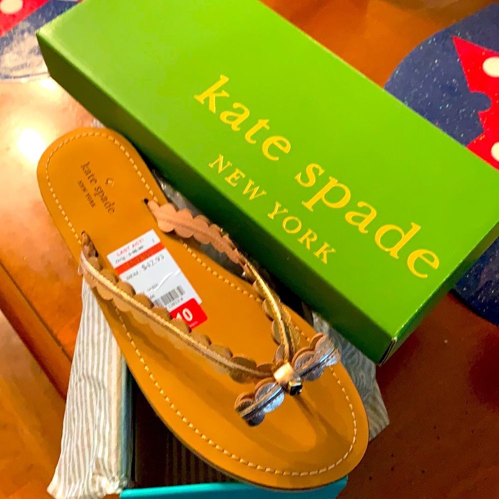 Kate Spade Rose Gold Flip Flops Size 10 NIB